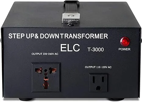 ELC T-3000 3000-Watt Voltage Converter Transformer - Step Up/Down - 110V/220V - Circuit Breaker Protection