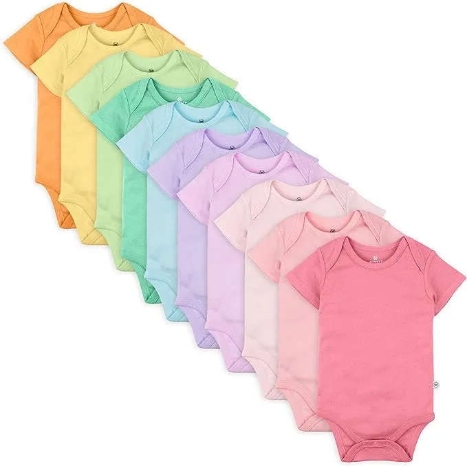 10-Pack Organic Cotton Short Sleeve Bodysuits Rainbow Pinks / 0-3M