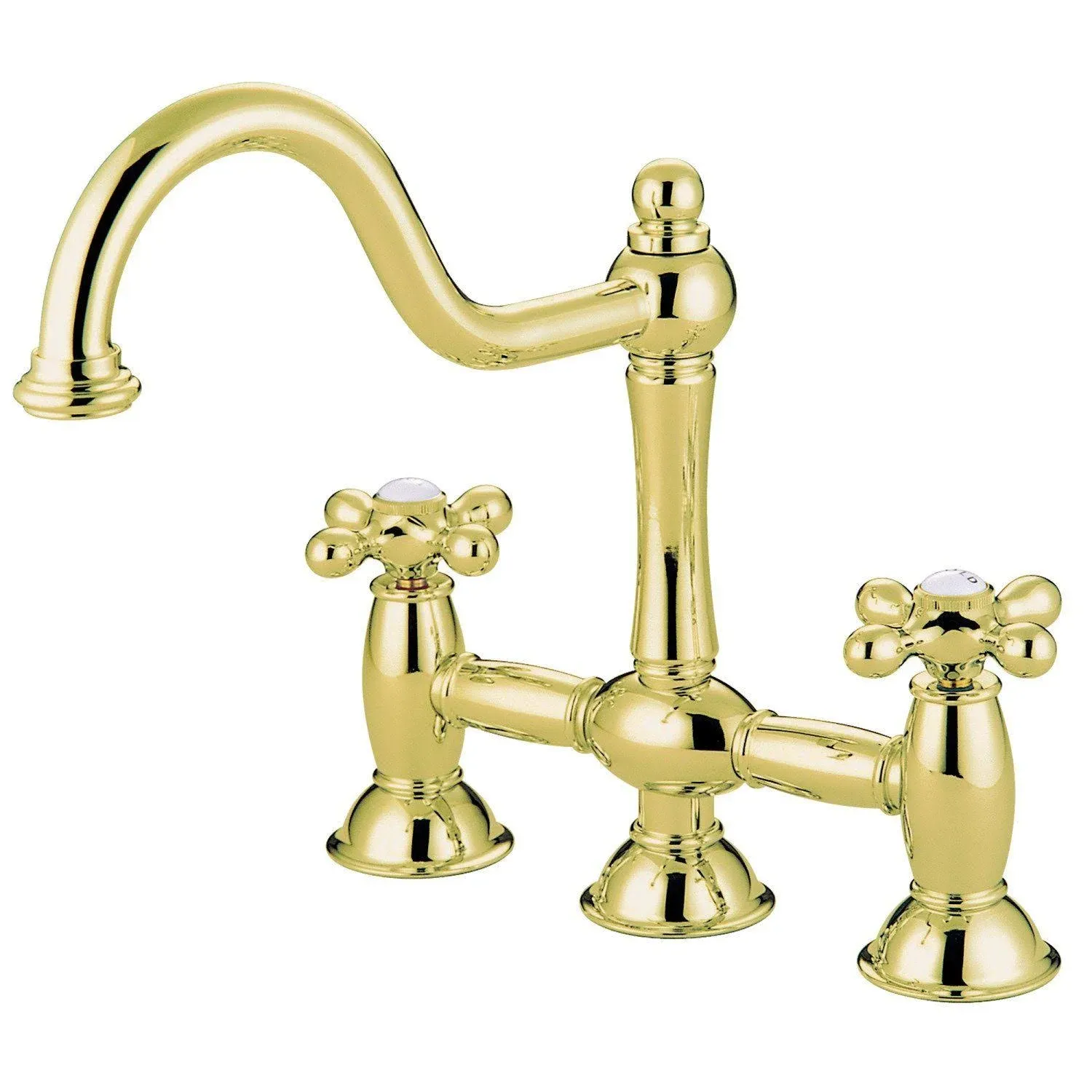 Kingston Brass KS3782AX Restoration Kitchen Bridge Faucet, Polished Brass