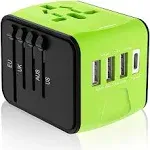 Universal Travel Adapter, Worldwide Travel Power Adapter, International Travel Plug All in One Power Plug Adapter with USB C Port Fast Wall Charging for European, Italy, US, AU & More 170 Countries