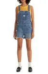 Shop Levi's Blue Distressed Denim Overalls In Meadow Games