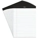 Staples Notepads 8.5" x 11.75" Wide Ruled White 50 Sheets/Pad Dozen