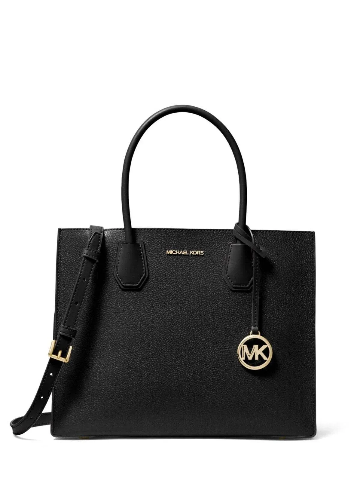 Michael Kors Mercer Large Pebbled Leather Accordion Tote Bag Black 