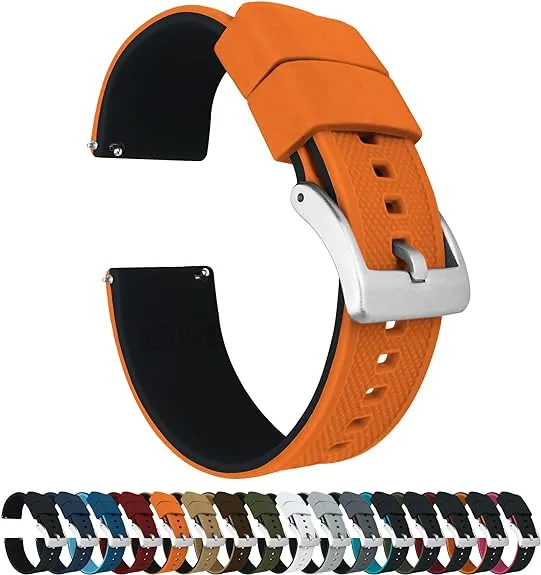 BARTON Elite Silicone Watch Bands - Quick Release - Choose Strap Color & Buckle Color (Stainless Steel, Black PVD or Gunmetal Grey) - 18mm, 20mm, 22mm & 24mm Watch Straps