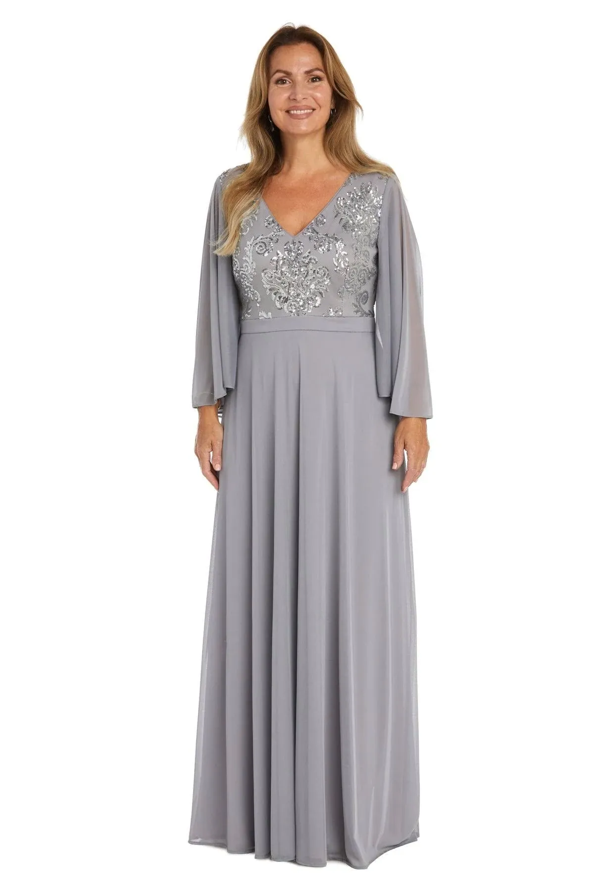 

  
Silver R&M Richards 99399 Long Formal Mother of the Bride Dress for $129.0
 – The Dress Outlet
