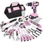 WorkPro Pink Household Tool Kit with 20V Cordless Lithium-Ion Drill Driver