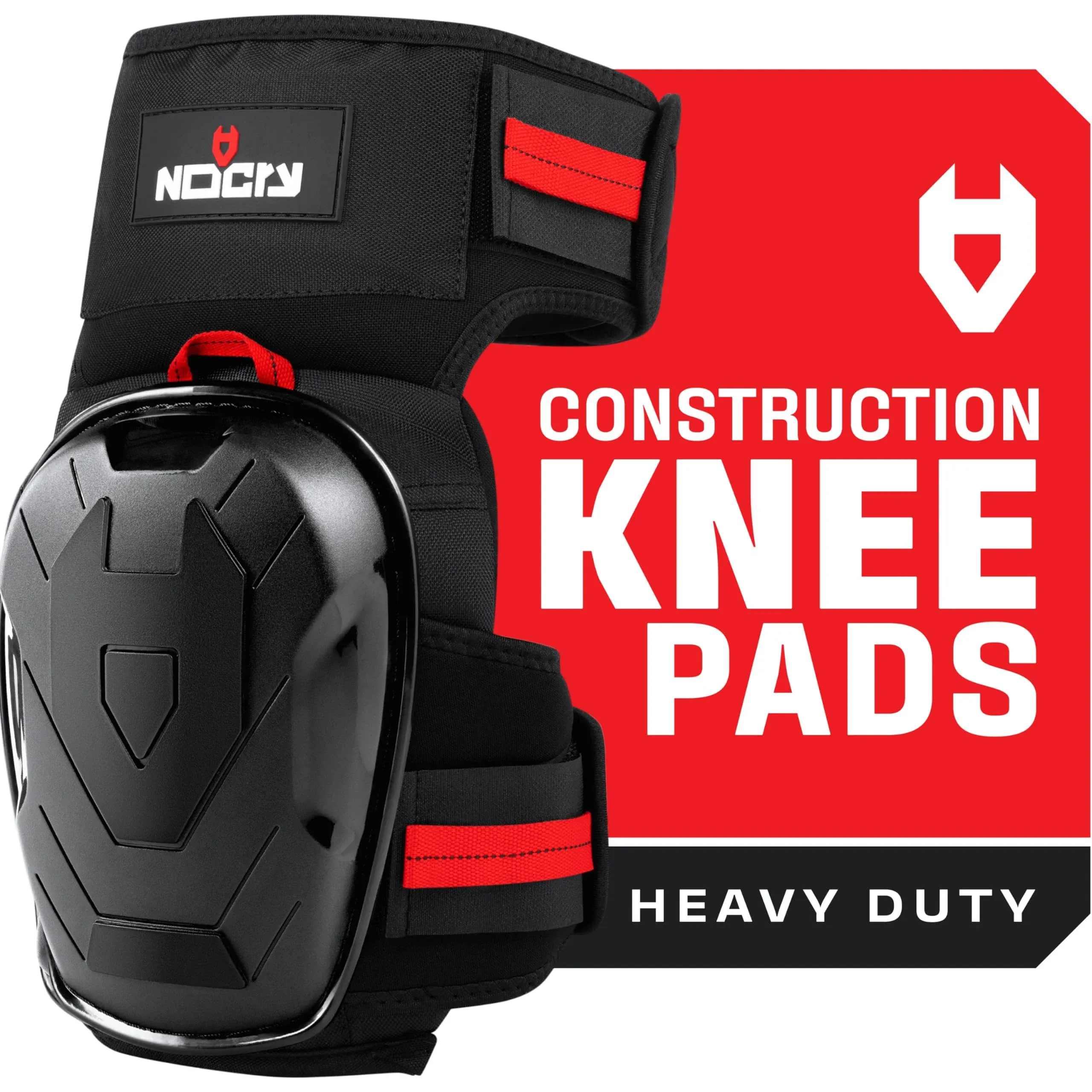 NoCry Professional Gel Knee Pads for Work — Heavy Duty Anti-Slip Cap, Extra Dual-Layer Foam and Cushion, Reinforced Adjustable Non-Slip Straps, Built-in Hangand Pull Loops, Fits Men Women, Black