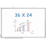 Maxtek Magnetic White Board 36 x 24 Dry Erase Board Wall Mounted, 3 x 2 Marker Whiteboard with Pen Tray for School, Home, Office, Silve