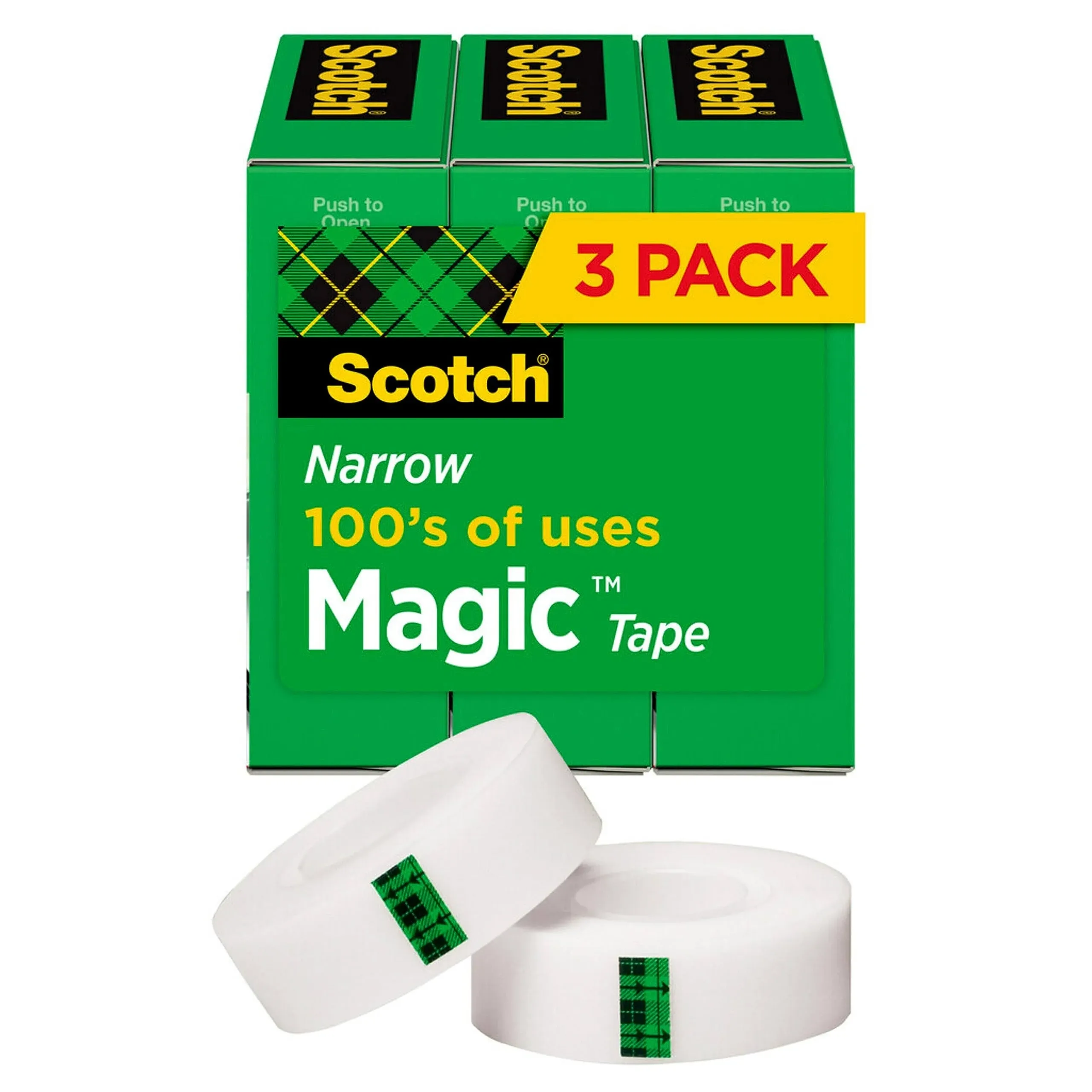 Scotch Magic Tape Refill, 1/2 inch x 1296 inch, 1 inch Core, Clear, 3/Pack