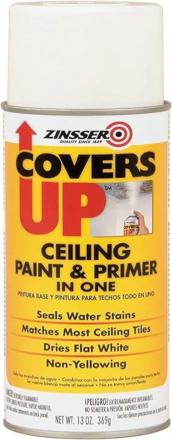 Zinnser 03688 Covers Up Stain Sealing Ceiling Paint, White (1-13-Ounce, White)