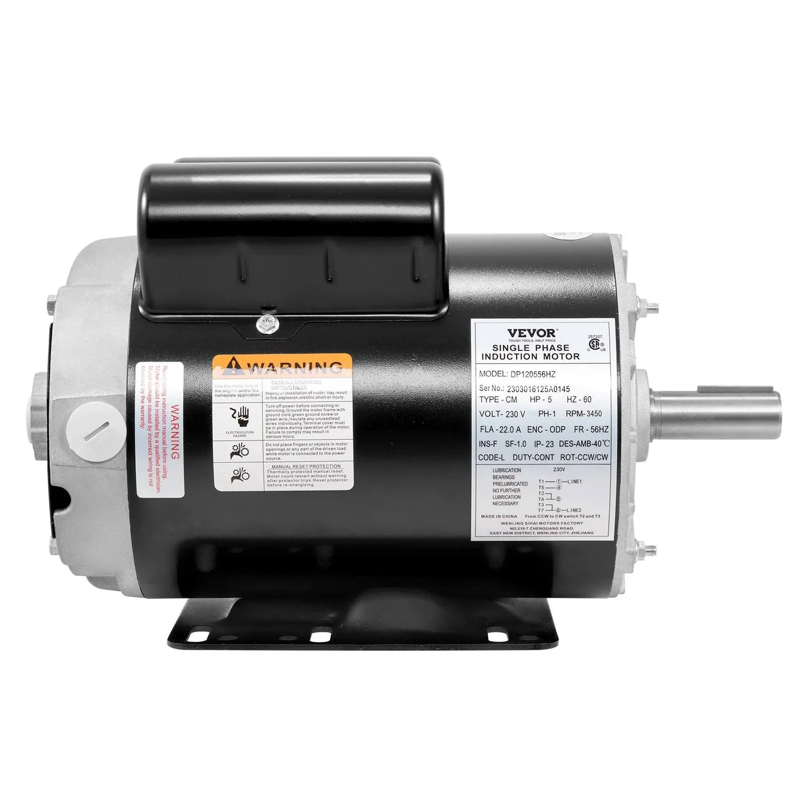 VEVOR 3450-RPM Air Compressor Motor 5-HP Replacement Engine for GeneratorVEVOR 3450-RPM Air Compressor Motor 5-HP Replacement Engine for Generator