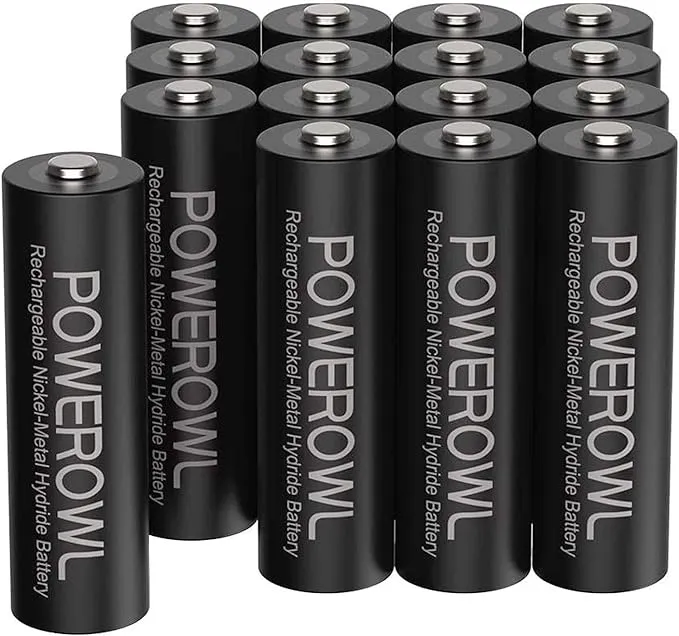 POWEROWL AA Rechargeable Batteries, 2800mAh High Capacity Batteries 1.2V NiMH Low Self Discharge, Pack of 16