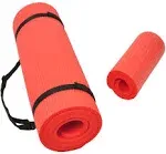 Balancefrom All Purpose 1/2-Inch Extra Thick High Density Anti-Tear Exercise Yoga Mat and Knee Pad with Carrying Strap, Red