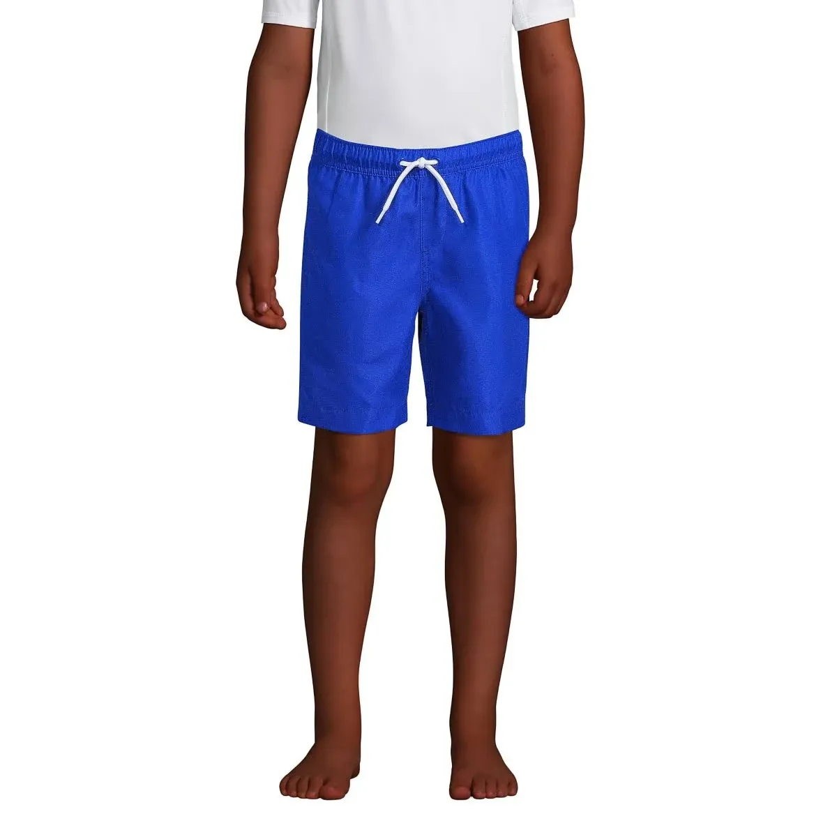 Lands' End Boys Husky Solid Volley Swim Trunks - Large Husky - Electric Blue