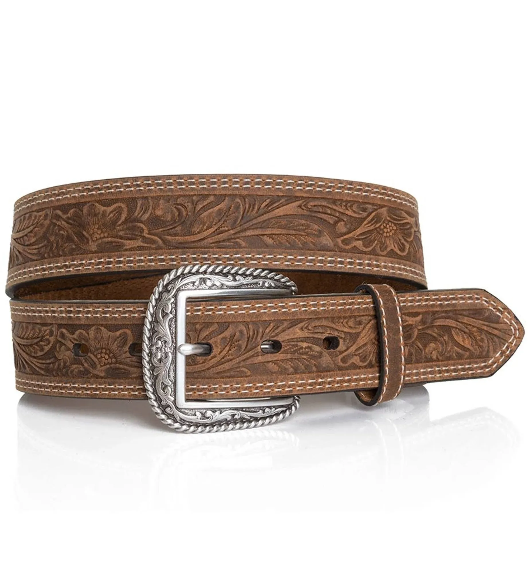 ARIAT Men's Floral Embose Buckle Belt