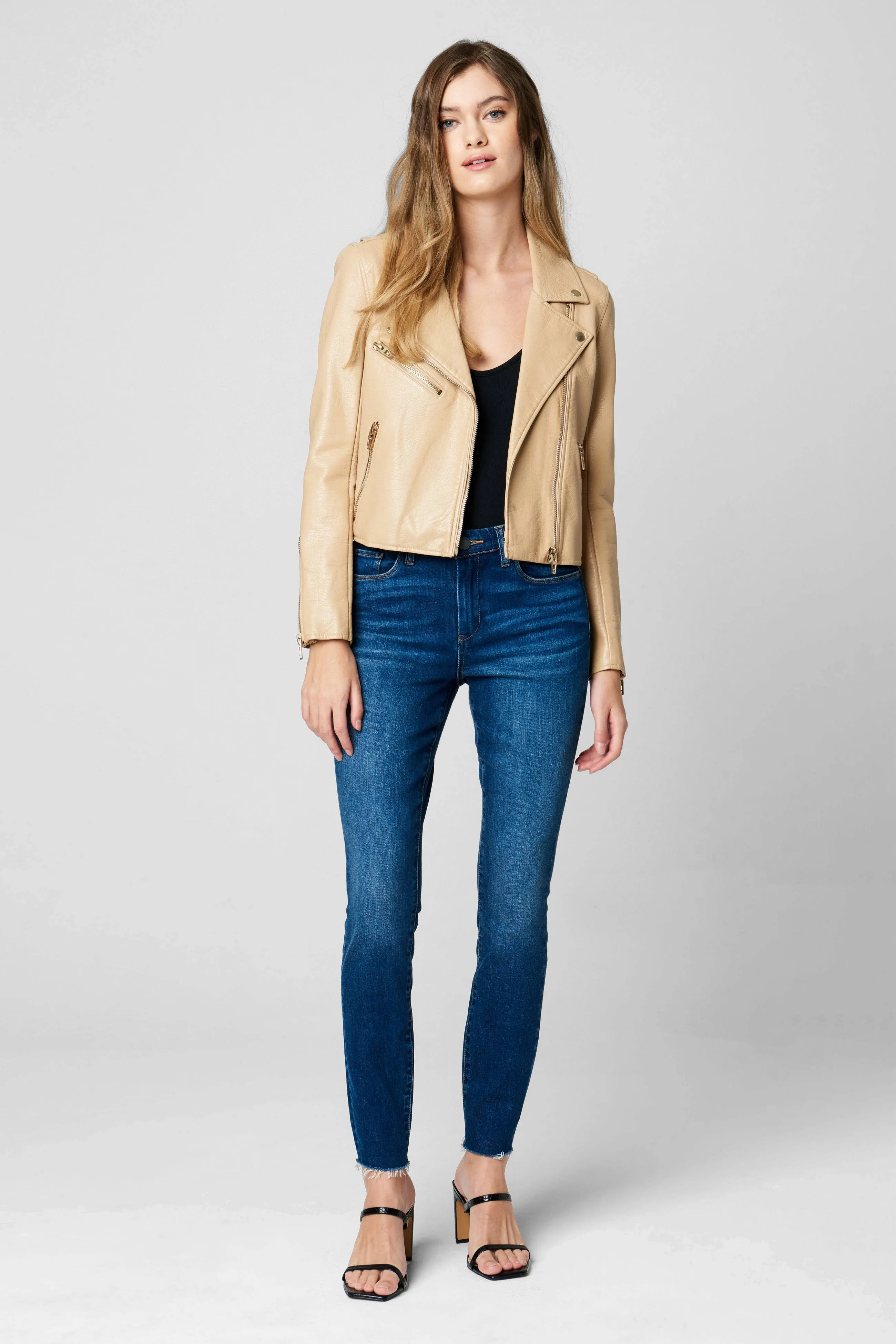 Blanknyc Faux-Leather Moto Jacket - x Small / Natural Light