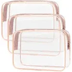 PACKISM Clear Makeup Bag - 3 Pack Beauty Clear Cosmetic Bag TSA Approved Toiletry Bag, Travel Clear Toiletry Bag, Quart Size Bag Carry On Airport