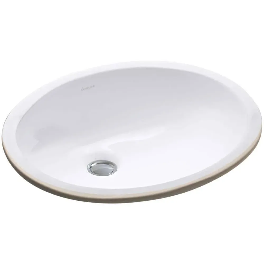 Kohler K-2209-0 White Caxton 17" Undermount Bathroom Sink with Overflow