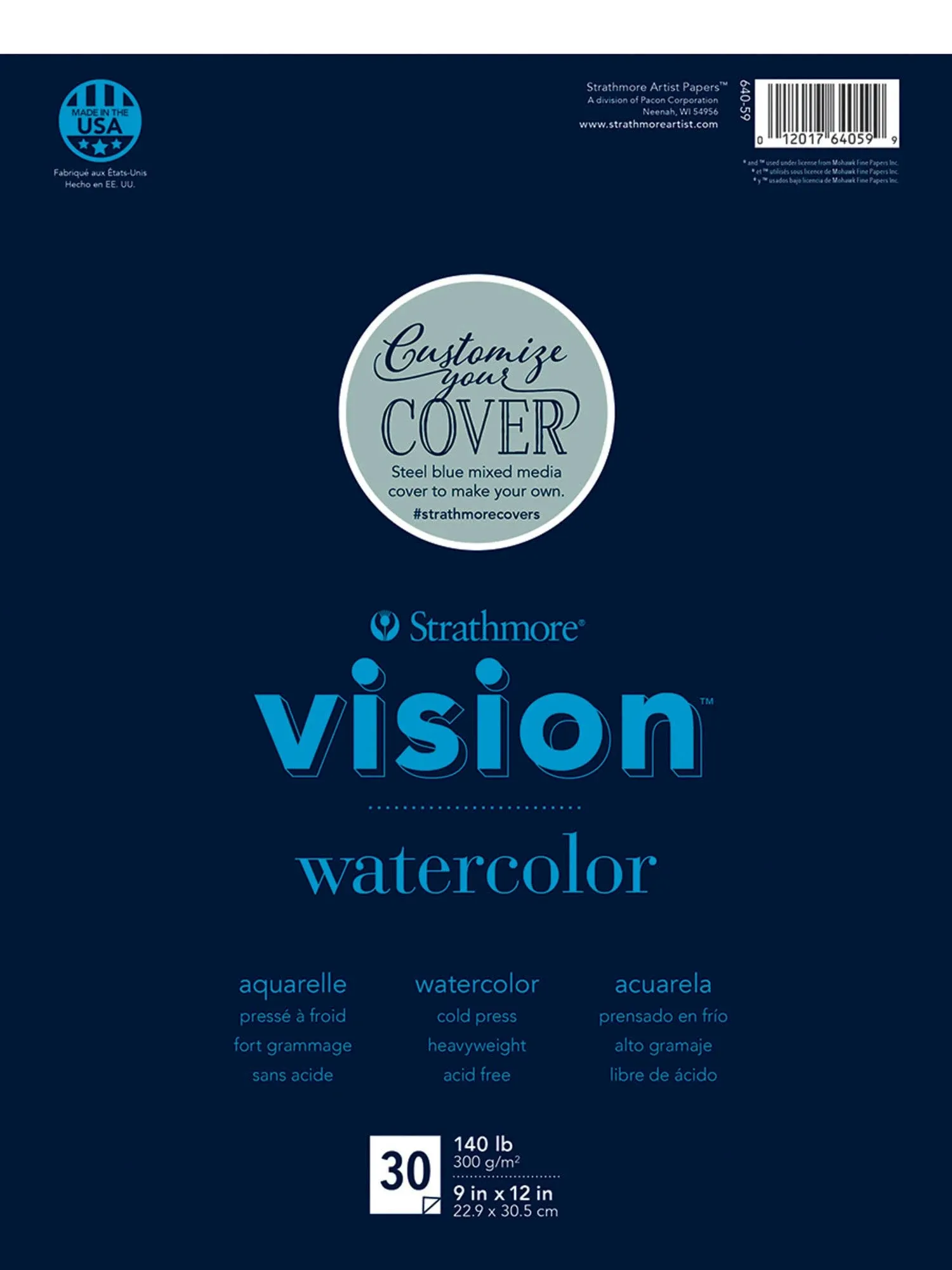 Strathmore Vision Watercolor Pad 9 x 12 Inches 140 lb 30 Sheets