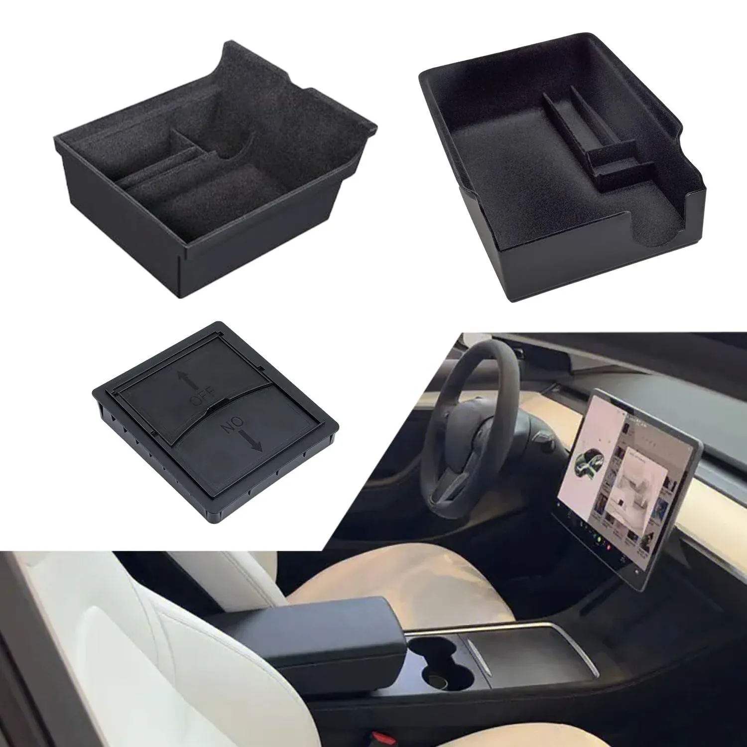 Luumtee 3PCS Center Console Organizer Tray Fit For 2021 2022 2023 Tesla model...