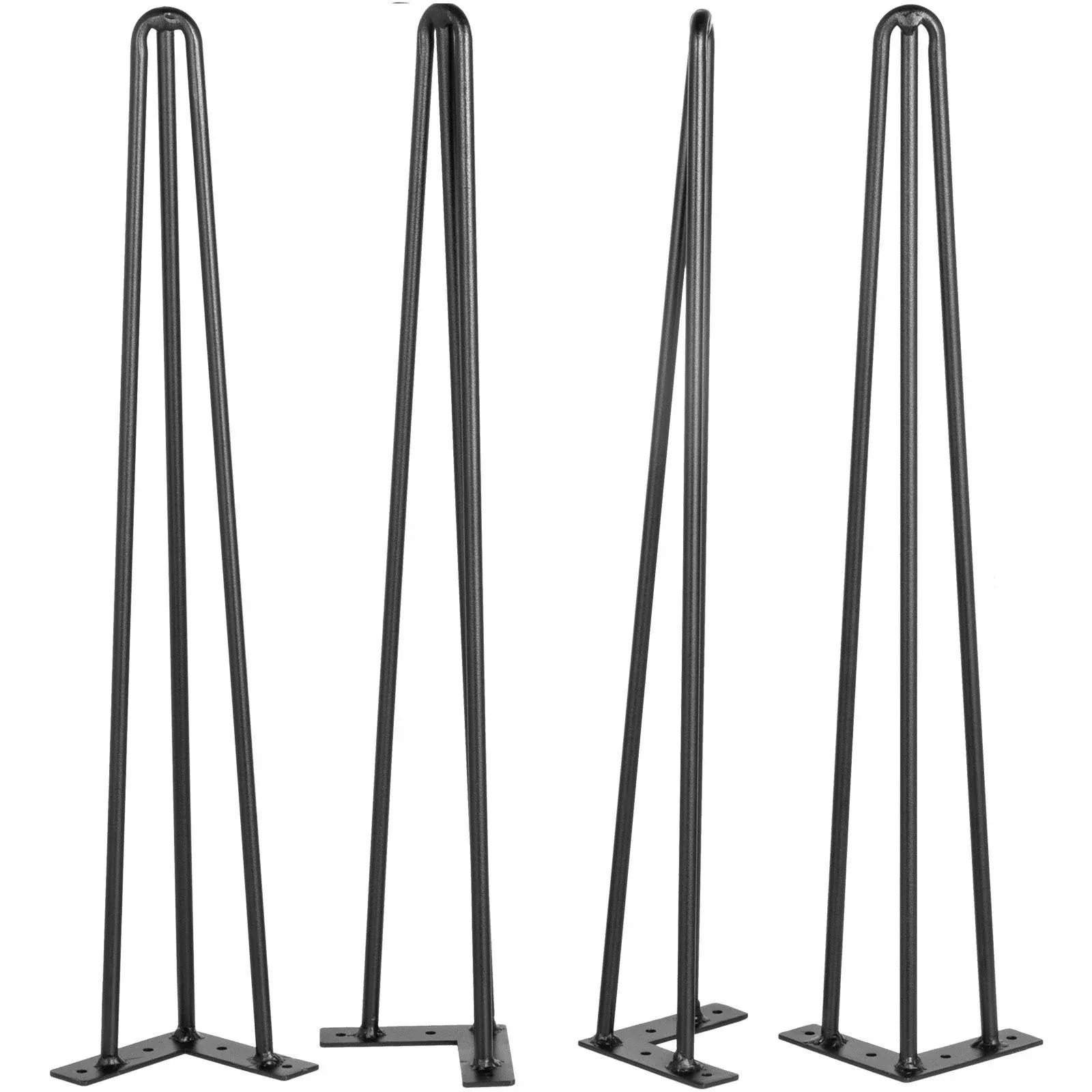 VEVOR Hairpin Table Legs 26&quot; Black Set of 4 Desk Legs 880lbs Load Capacity (Each 220lbs) Hairpin Desk Legs 3 Rods for Bench Desk Dining End Table Chairs Carbon Steel DIY Heavy Duty Furniture Legs