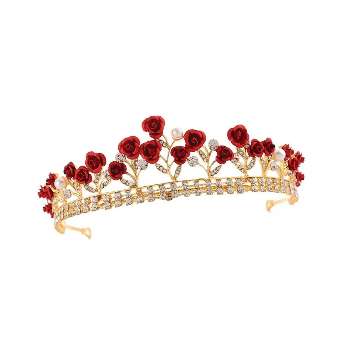 The Bullish Store Fresh Romance Red Roses Tiara Crown