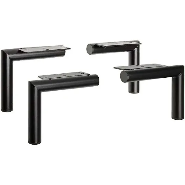 AKH Hardware Round Steel Tube Modern Classic L Shape Furniture Legs 4 Piece 5&#034;