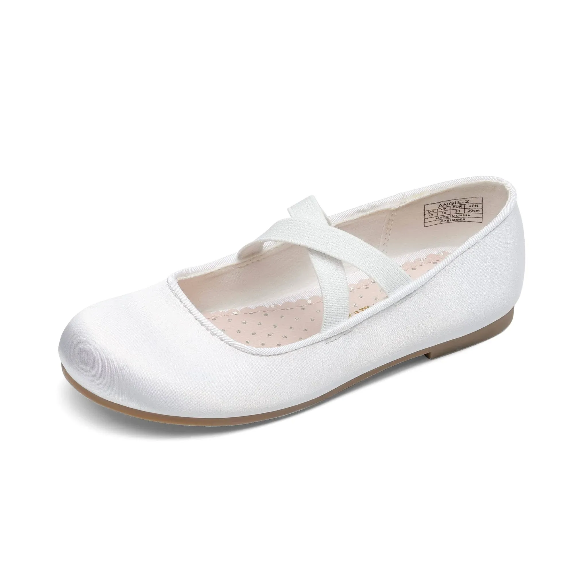 Dream Pairs Girls Ballerina Dress Shoes Cross-Strap Mary Jane Flats White Size 11 Little Kid Angie-2