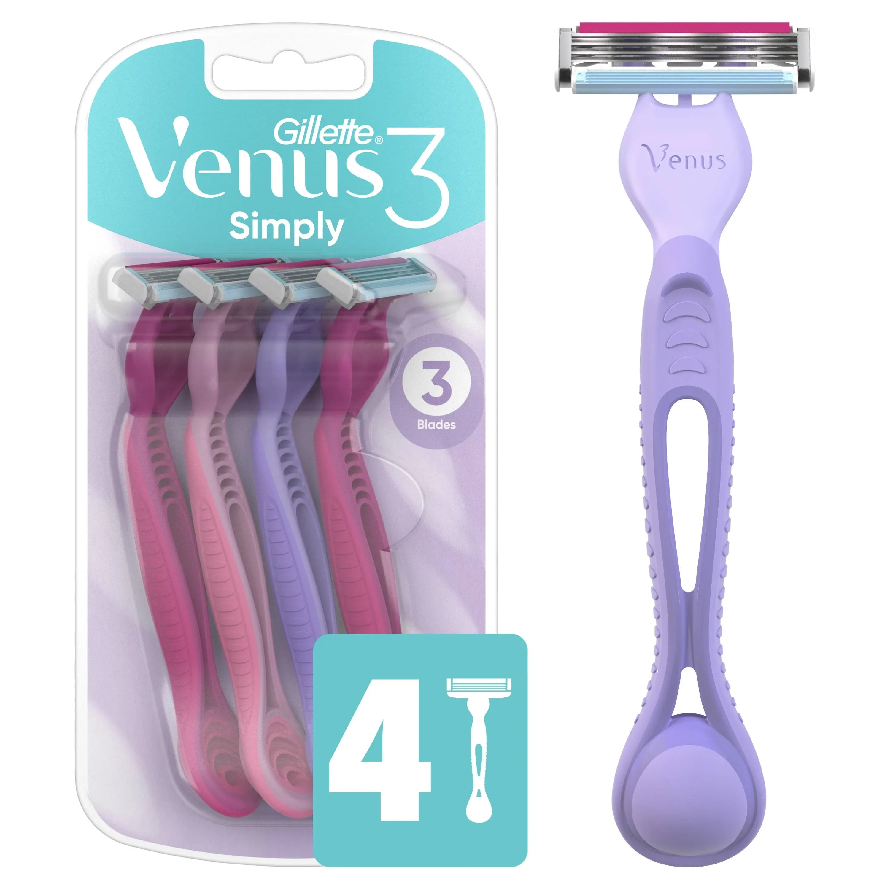 Gillette Venus Simply 3 Women's Disposable Razor - 4 count