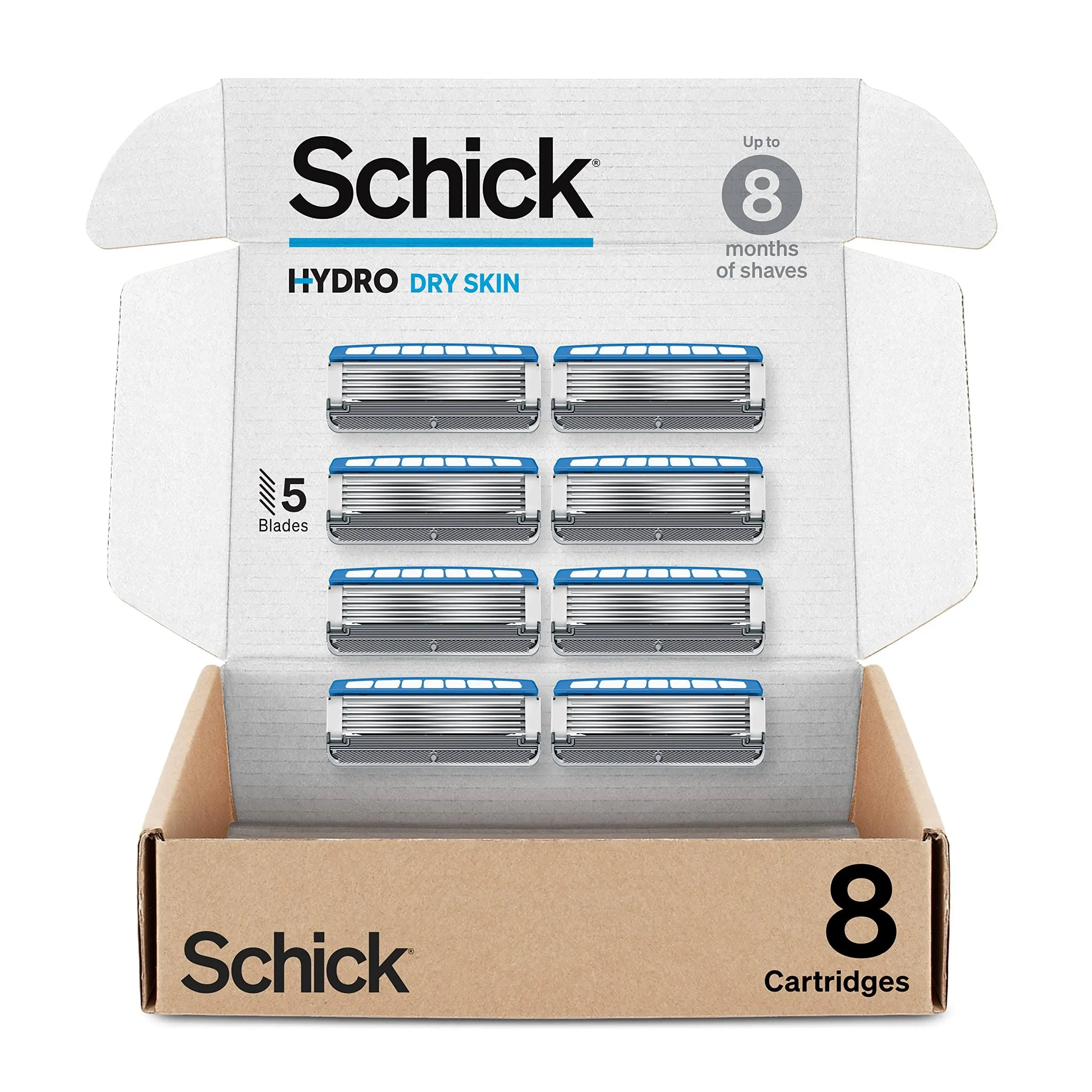 Schick Hydro 5 Razor Blade Refills for Men with Flip Trimmer, 8 Count