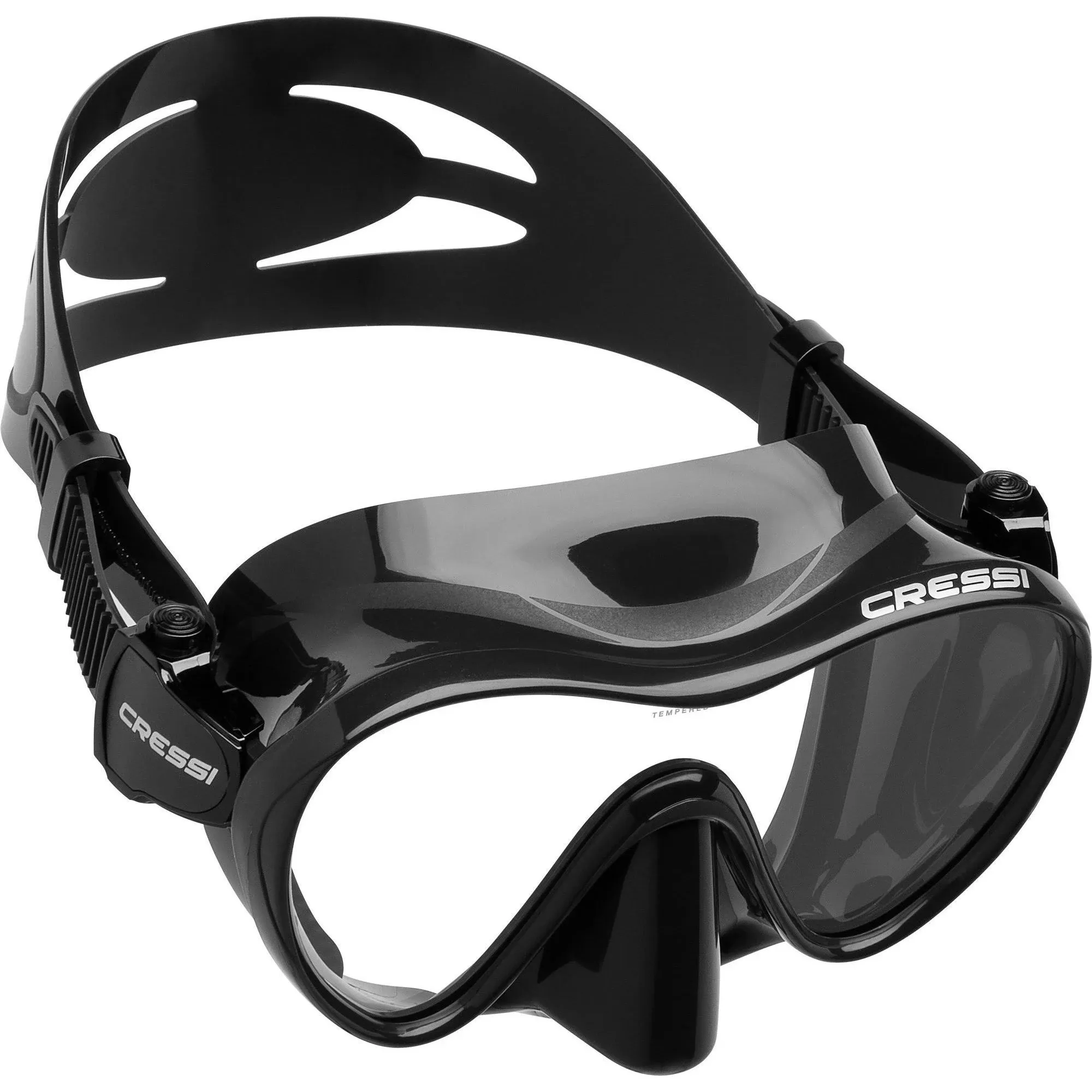 Cressi F1 Snorkel Dive Mask Frameless Folds Flat Low Volume Tempered Glass