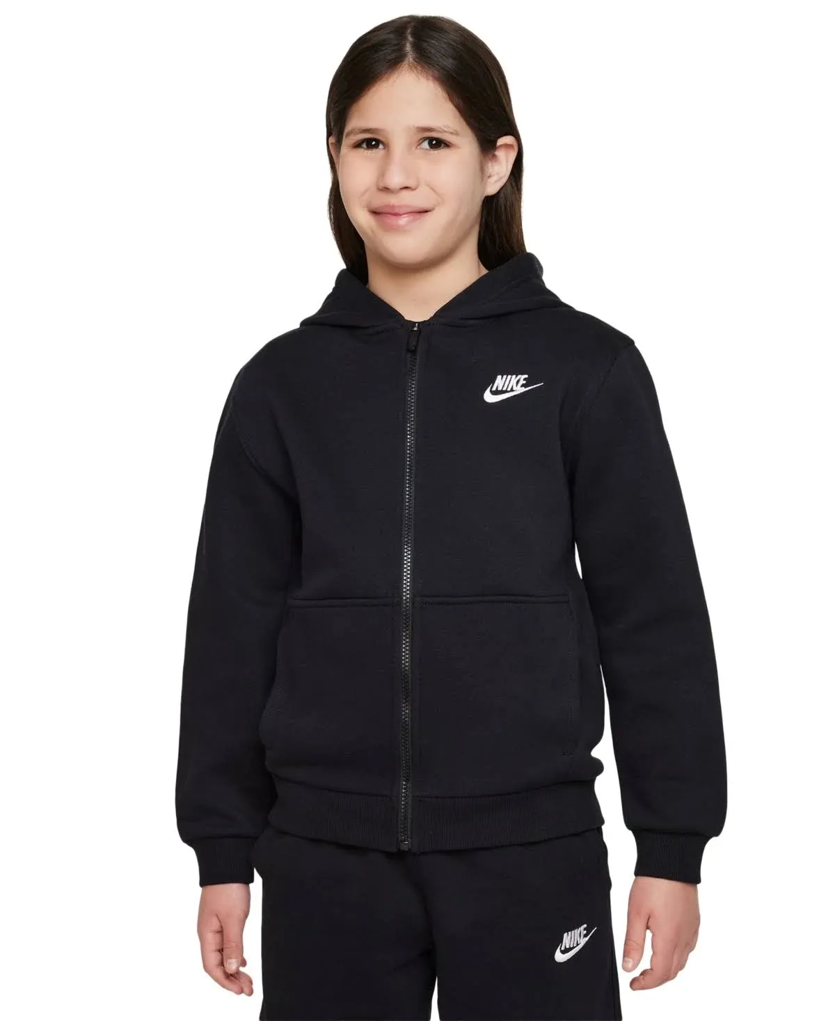 Nike Big Kids Sportswear Club Fleece Full-Zip Hoodie Dark Grey Heather