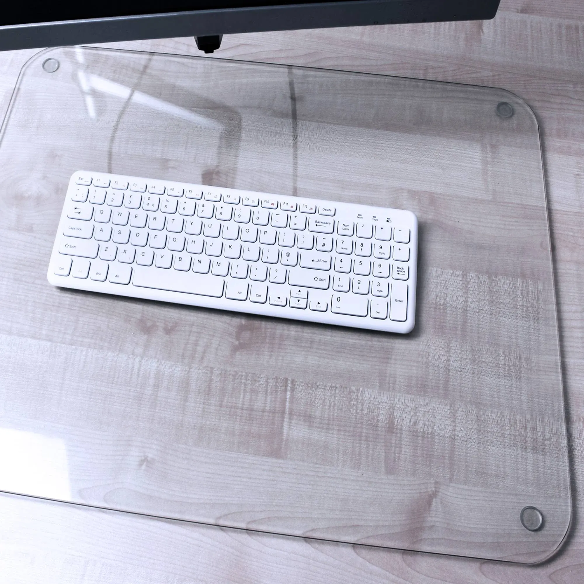 Desktex Glass Desk Pad - 19" x 24" - Clear Rectangular Glass Desk Pad - 24" L x 19" W x 0.2" D