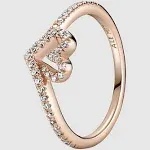 Pandora Sparkling Wishbone Heart Ring 189302C01 54