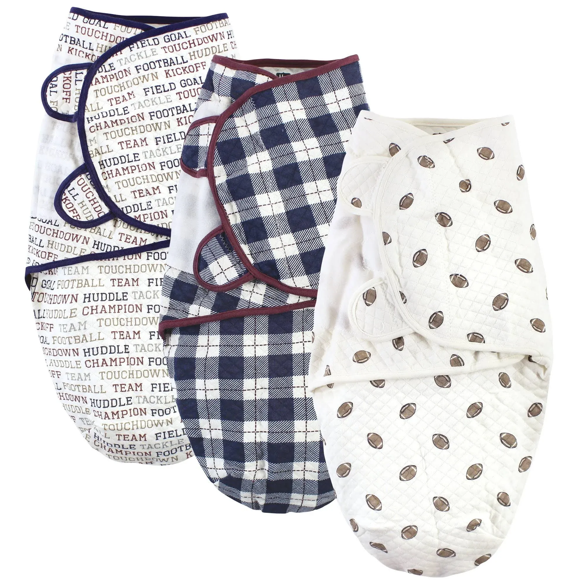 Hudson Baby 3 Pack Quilted Cotton Swaddle Wrap