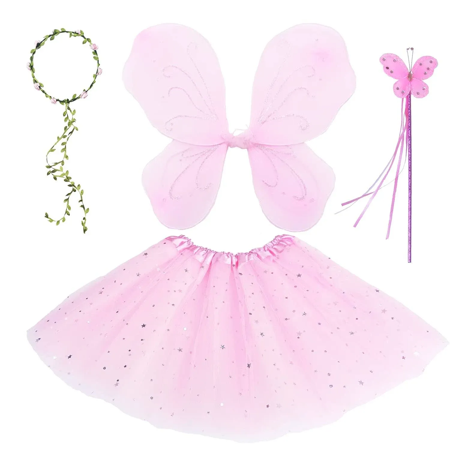 Itotoheart Toddler Girls Princess Fairy Tutu Wand Butterfly Wings Costume