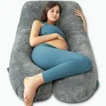 Queen Rose Pregnancy Pillow U Shaped,Full Body Maternity Pillow with Velvet Cover, Gray