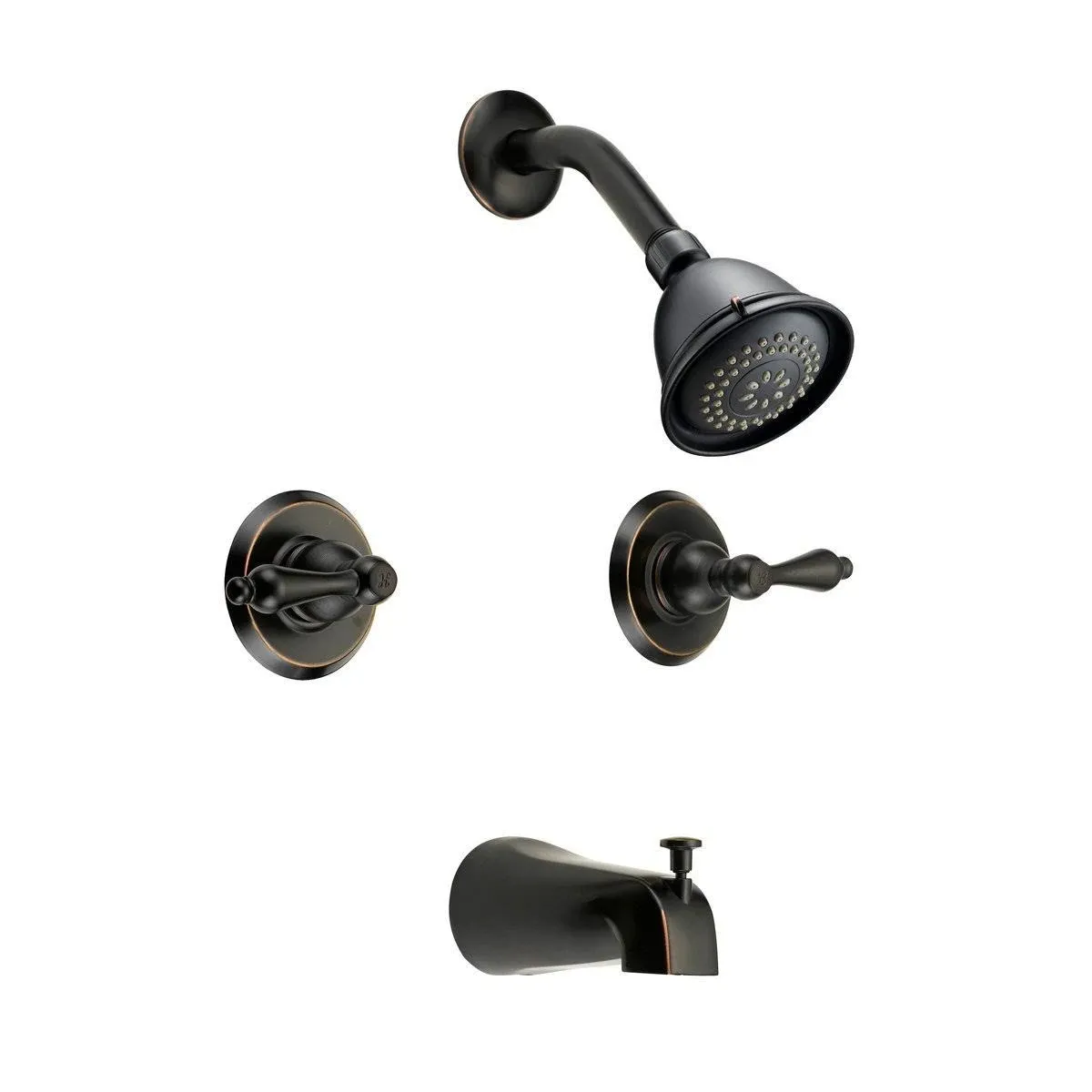 Designers Impressions 654752 Oil Rubbed Bronze Tub Shower Combo Faucet - Two Handle Mixer Design and Multi-Setting Shower Head - Convertible