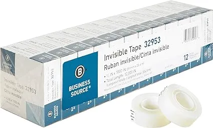 6 X Invisible Tape, 1 Core, 3/4x1000, 12/PK, Clear (BSN32953)