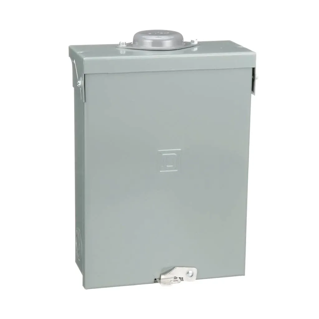 Square D HOM612L100RBCP Homeline Load Center, 100 A, 6 -Space, 12 -Circuit, Main Lug, NEMA 3R Enclosure, Gray