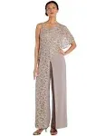 R&M Richards Womens Lace Overlay Sequined Jumpsuit