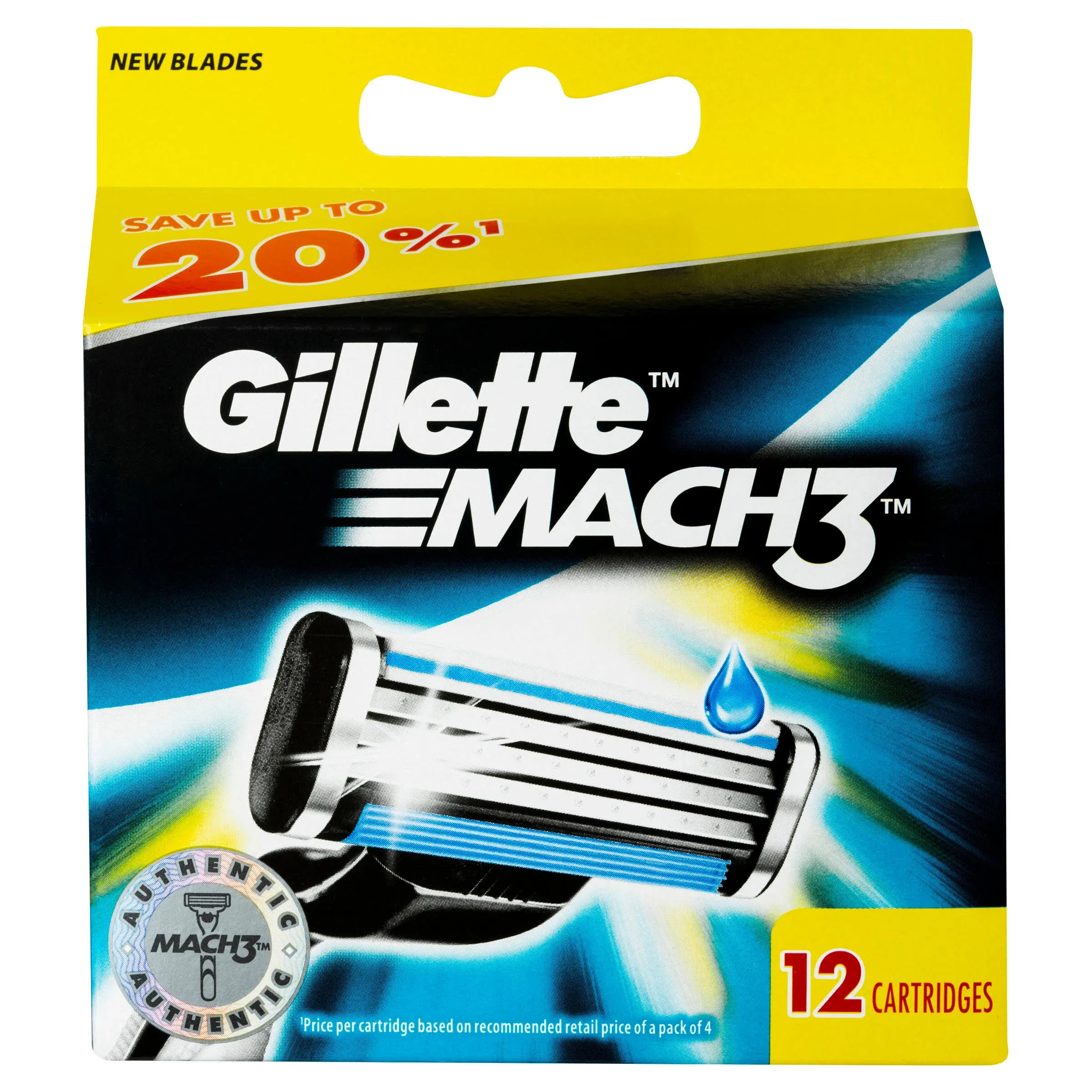 Gillette 20 Count Mach3 Turbo Men&#039;s Razor Shaver Cartridge Blade Refills - New