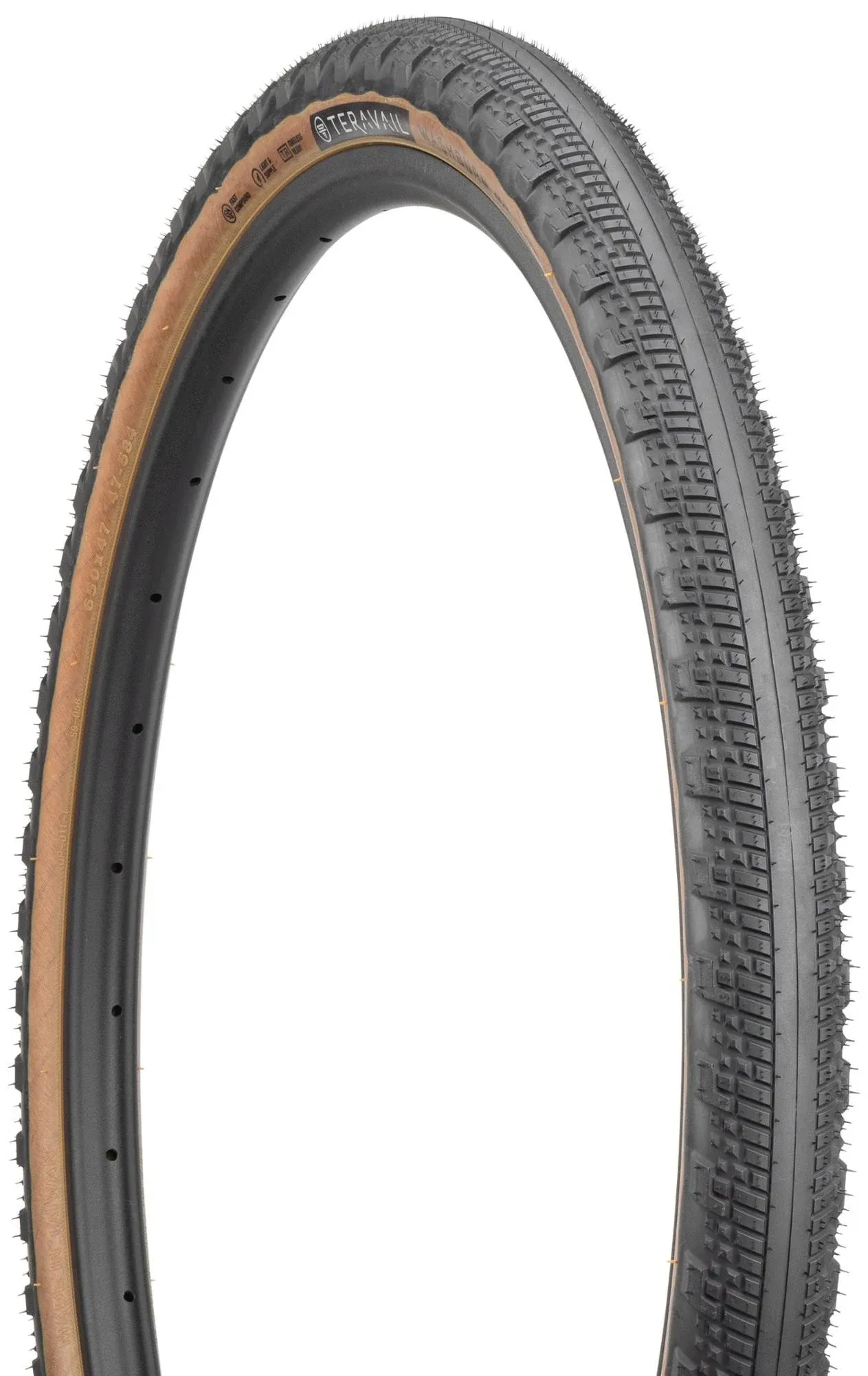 Teravail - Washburn Bicycle Tire | Light and Supple Casing | for Rough Pavement and Fast Gravel | 650 x 47 | Tan Sidewall