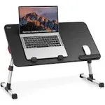 Laptop Desk Table, SAIJI Adjustable Laptop Stand, Portable Lap Desks with Foldable Legs, Notebook Standing Breakfast Tray Reading Desk for Sofa Couch Bed Floor (Black,Medium Size)