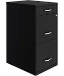 Space Solutions 18in Deep 3 Drawer Metal Organizer File Cabinet Black