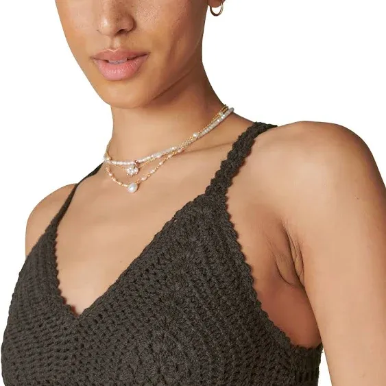 Lucky Brand Womens Diamond Crochet Mini Dress