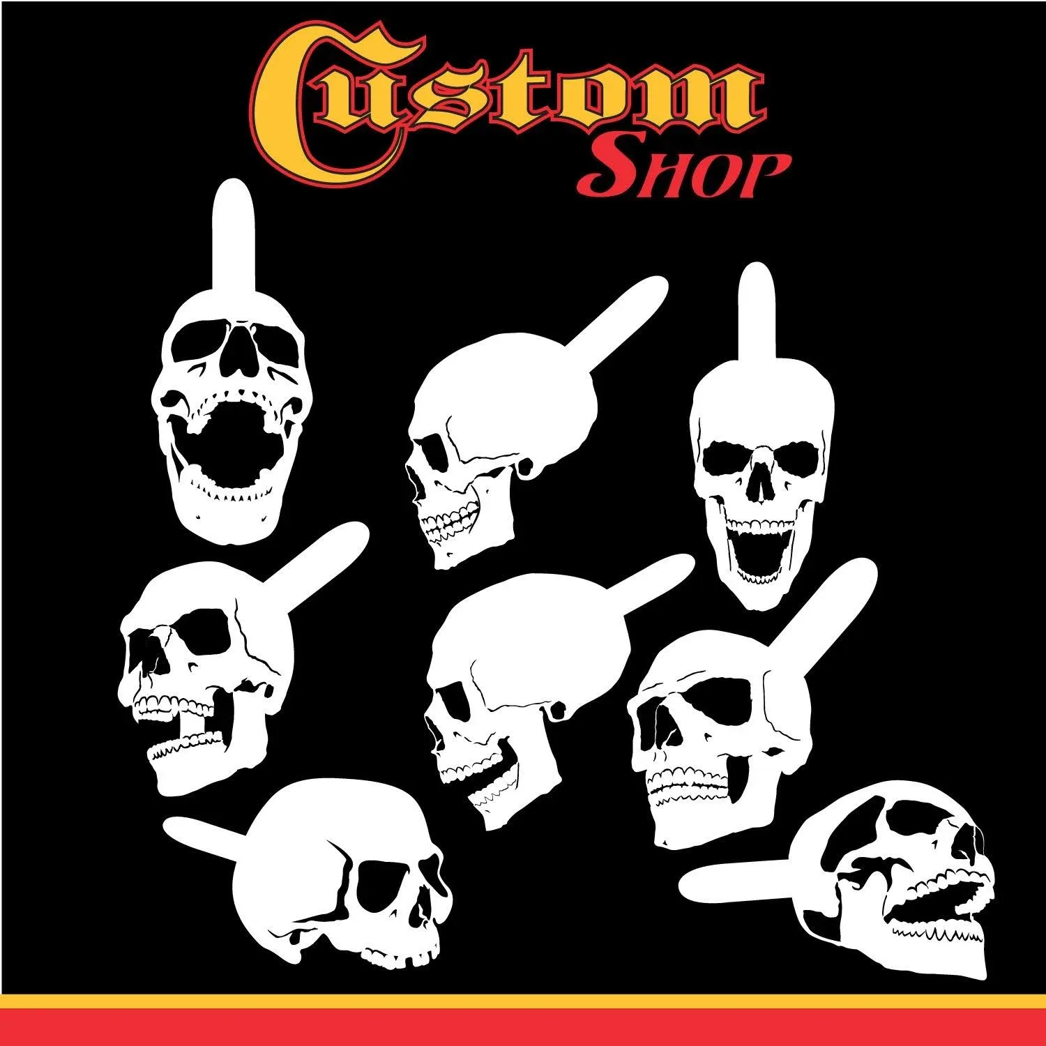 Custom Shop Airbrush Stencil Mini Skull Design Set #9, 8 Reusable Art Templates