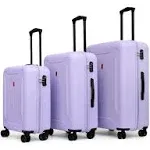 Luggage 3 Pieces Set Suitcase ABS with Spinner Wheels TSA Approved Hardshell Travel Lightweight(Purple)