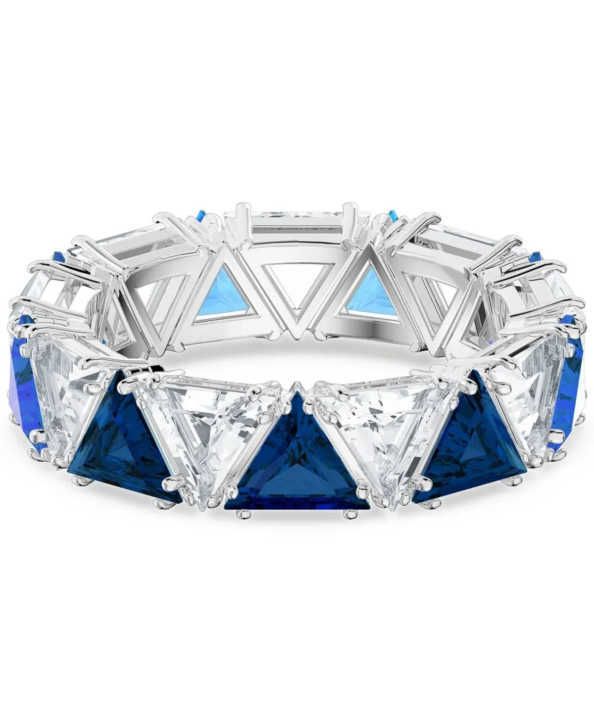 Swarovski Matrix Cocktail Ring, Triangle Cut Blue Rhodium Plated 5608528 Size 55