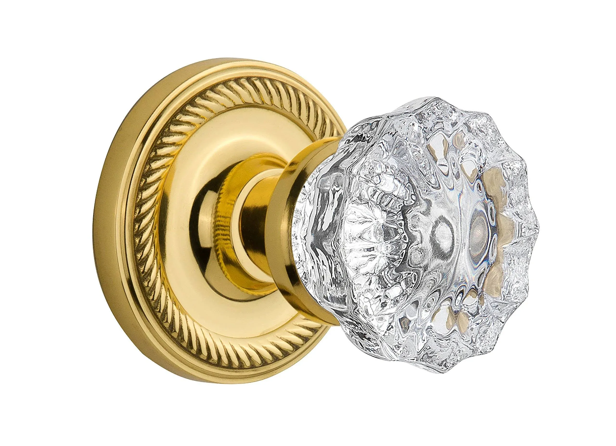 Nostalgic Warehouse Rope Rosette Passage Crystal Knob-Polished Brass